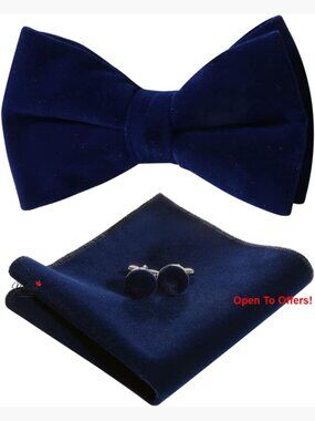 Velvet Bow Tie Set with Cufflinks and Pocket Square